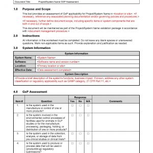 GxP Assessment