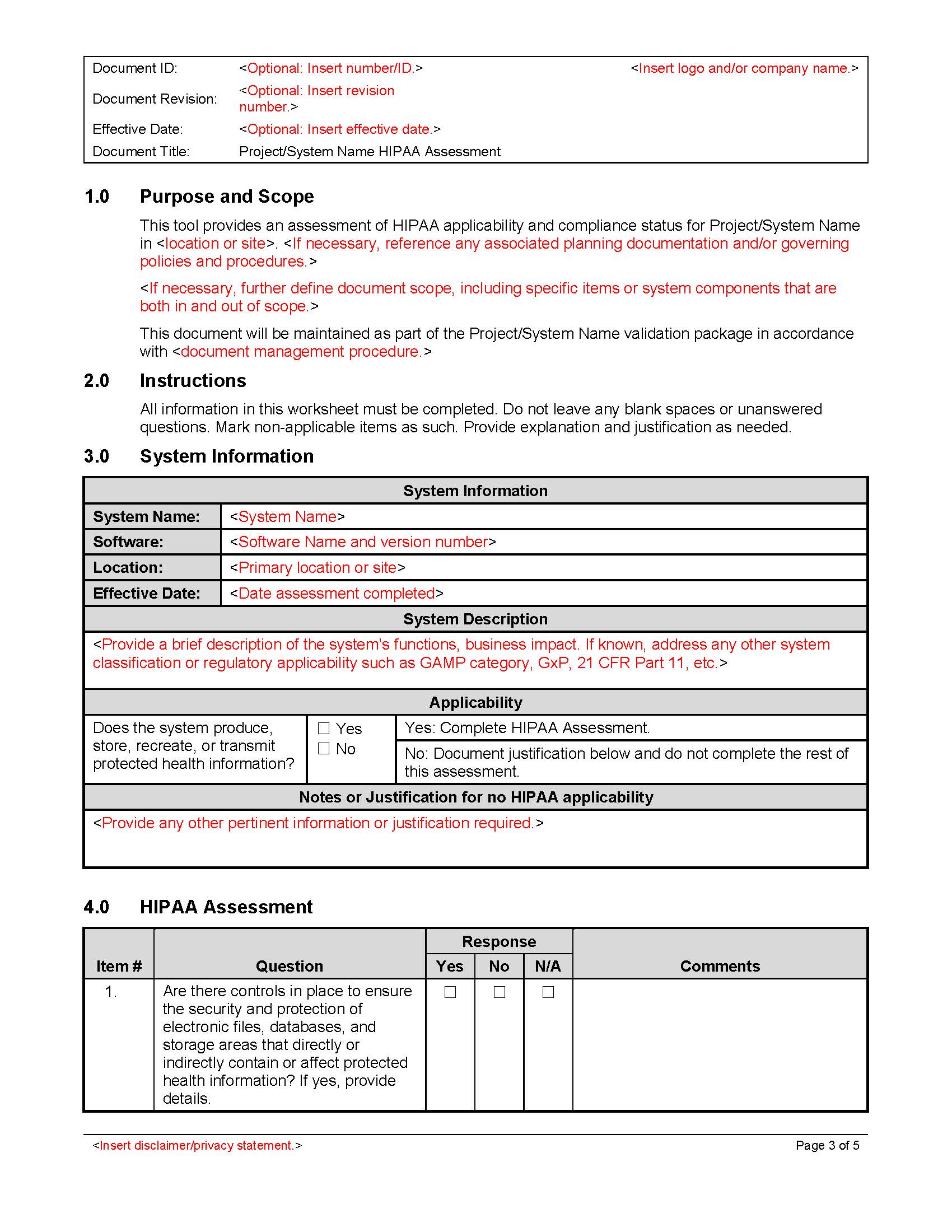 HIPAA Assessment