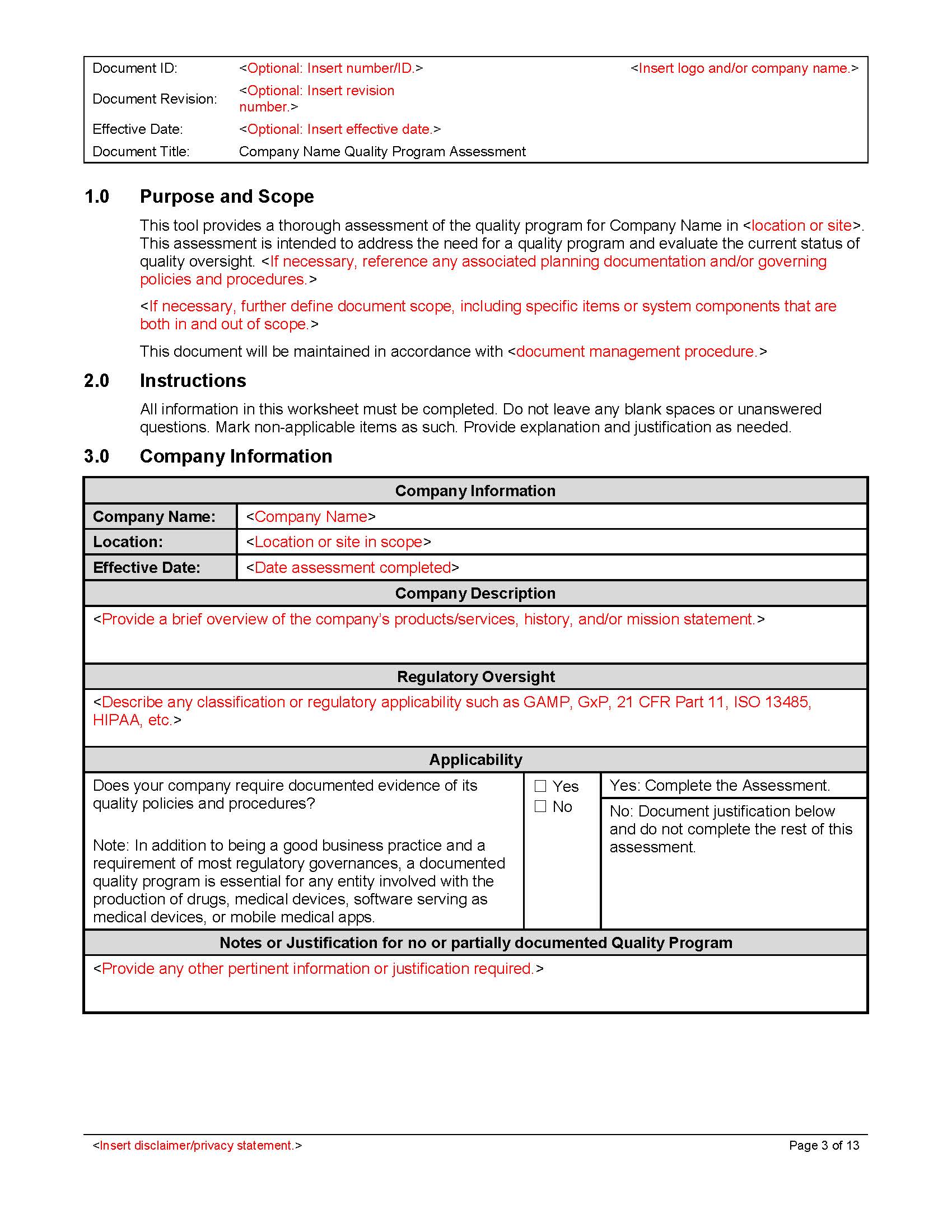 Quality Assessment