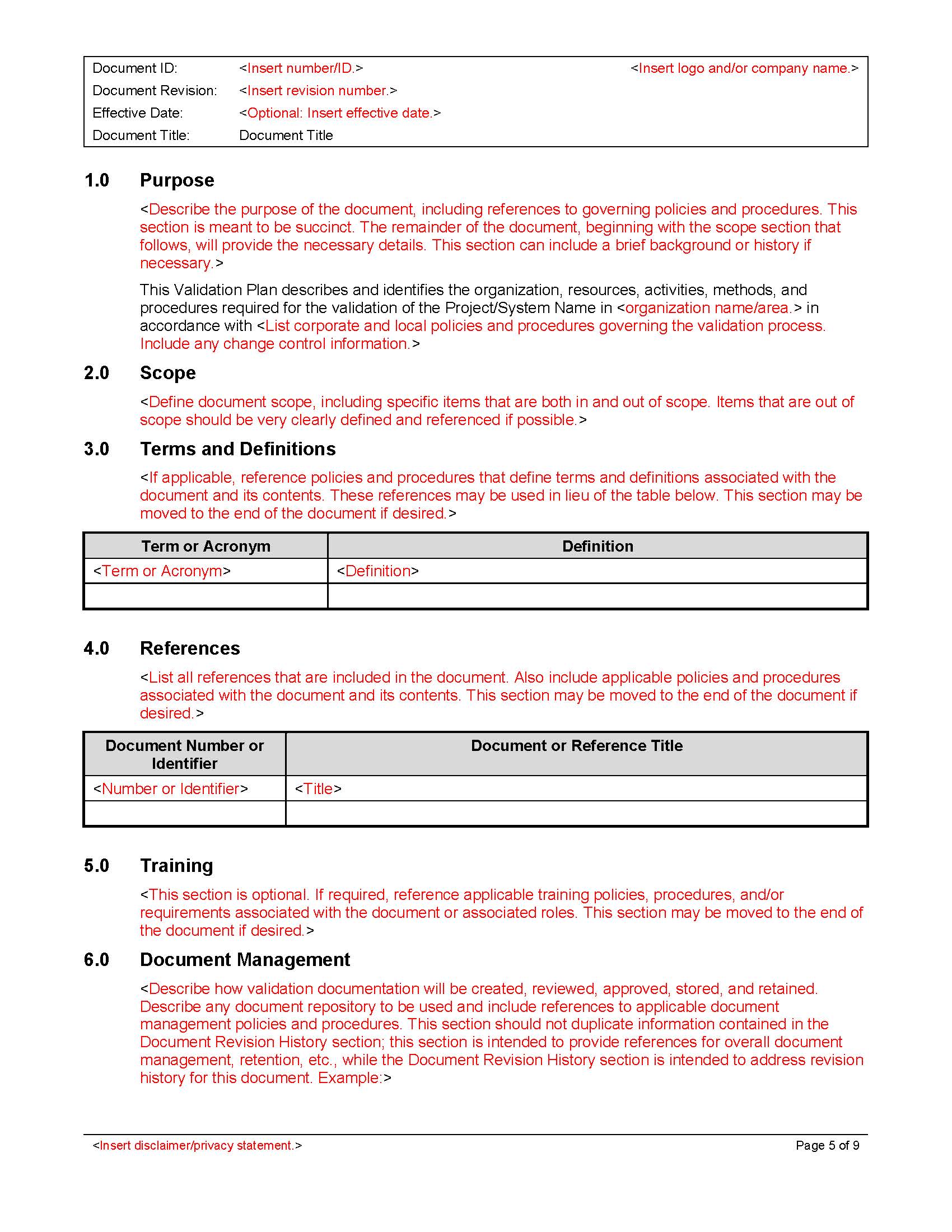 Validation Plan