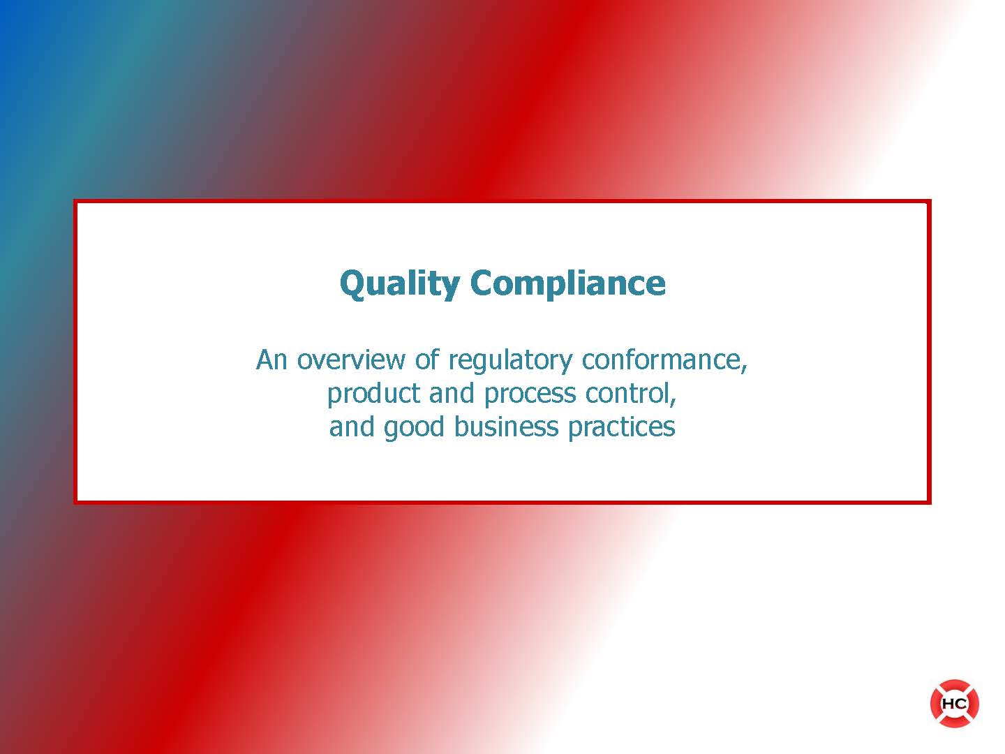 Training Presentation - High Level Compliance Overview
